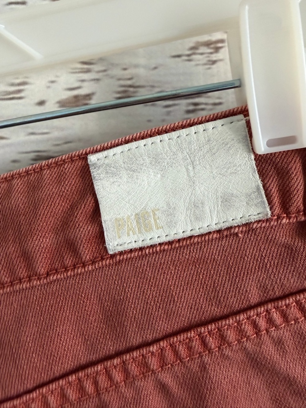 Paige Mayslie Utility Denim Cutoff Shorts in Muted Clay - Picture 4 of 8